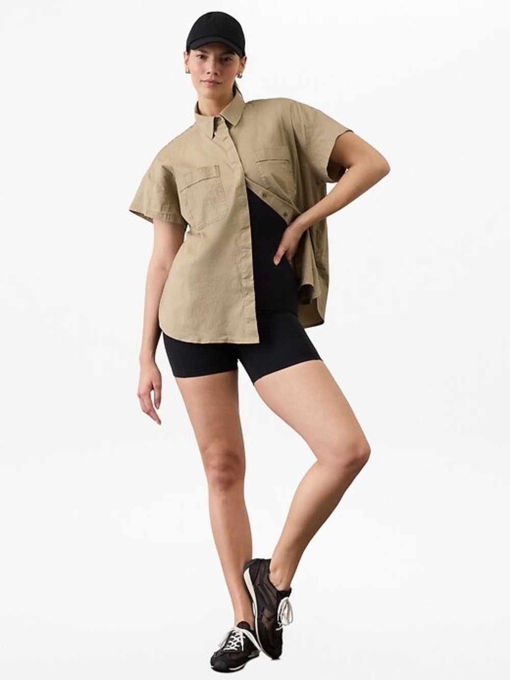 ATHLETA • Paradise Oversized Short Sleeve Top Medium tan brown